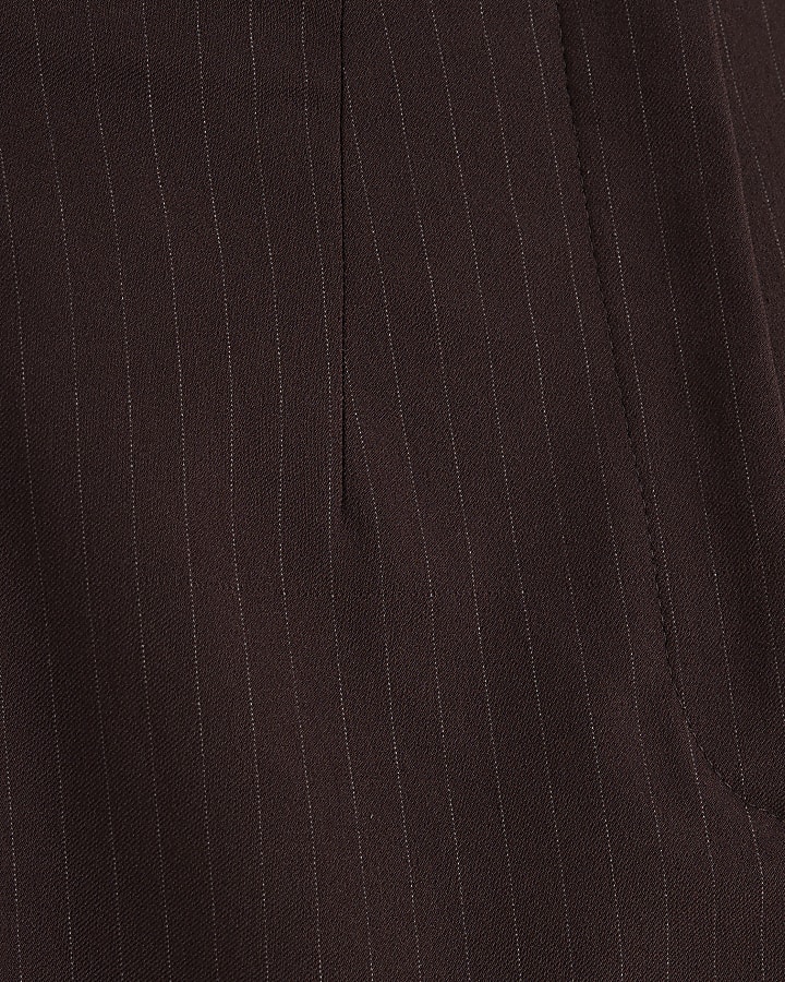 Brown Pinstripe Tailored Capri Trousers