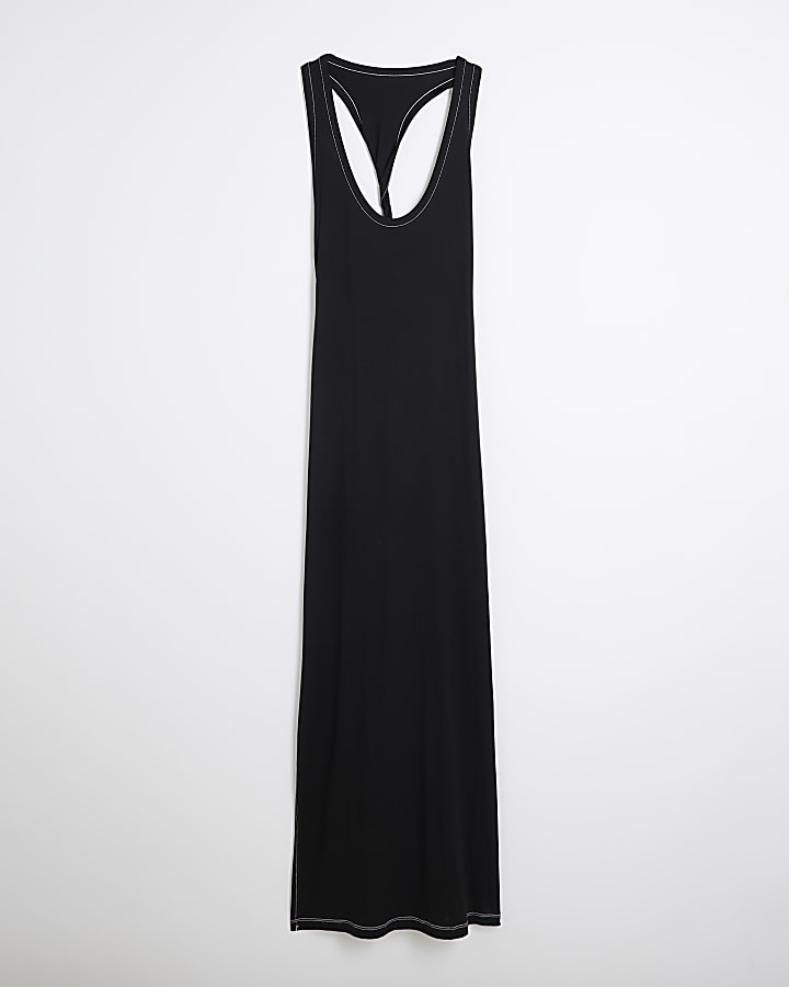 Black Side Split Jersey Maxi Dress