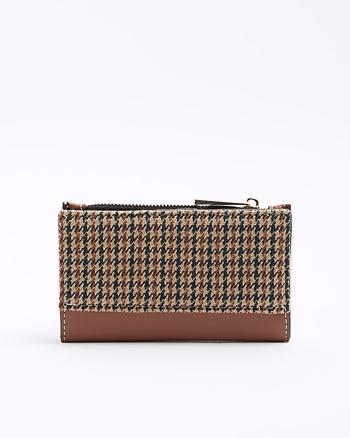 Brown Check Buckle Mini Purse