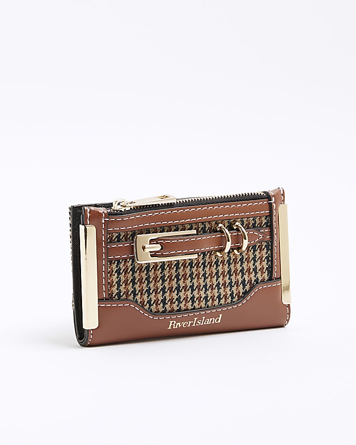 Brown Check Buckle Mini Purse