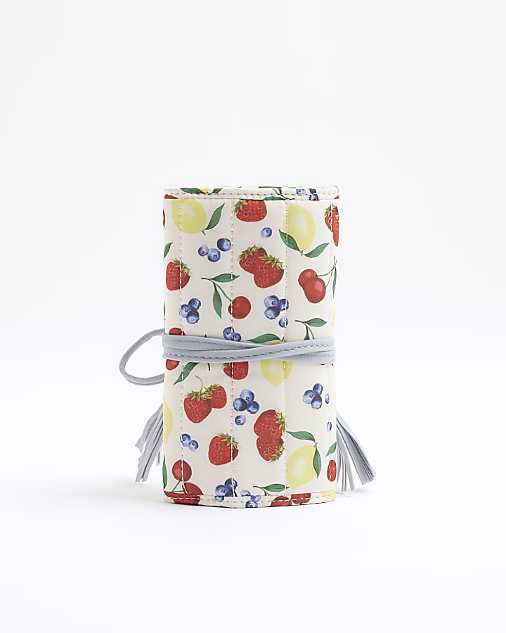 White Fruit Bow Jewellery Bag