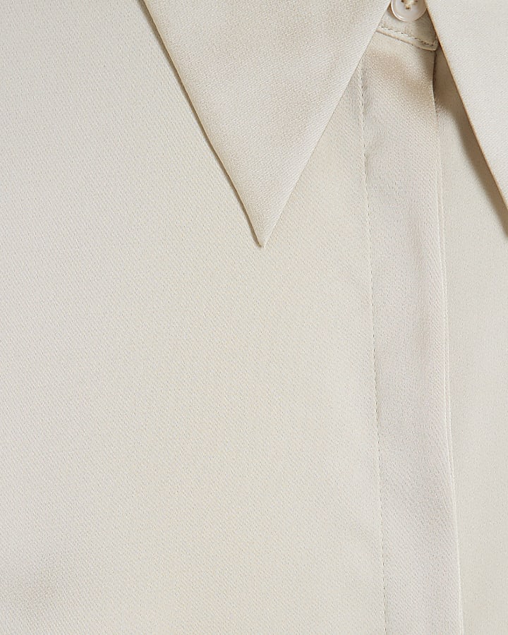 White Long Sleeve Satin Slimline Shirt