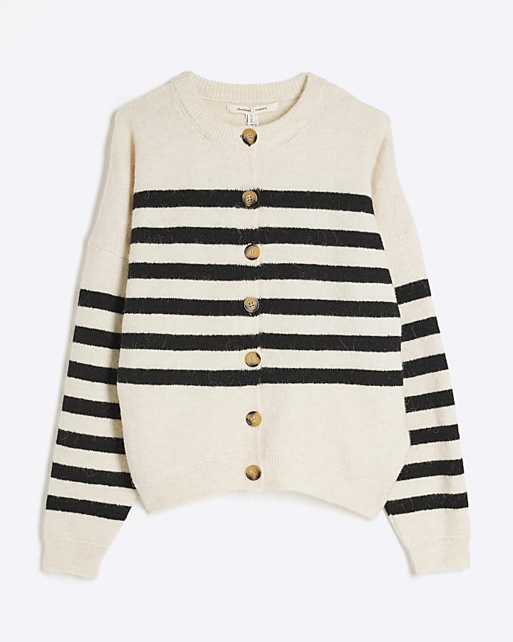 Black Long Sleeve Oversized Stripe Cardigan