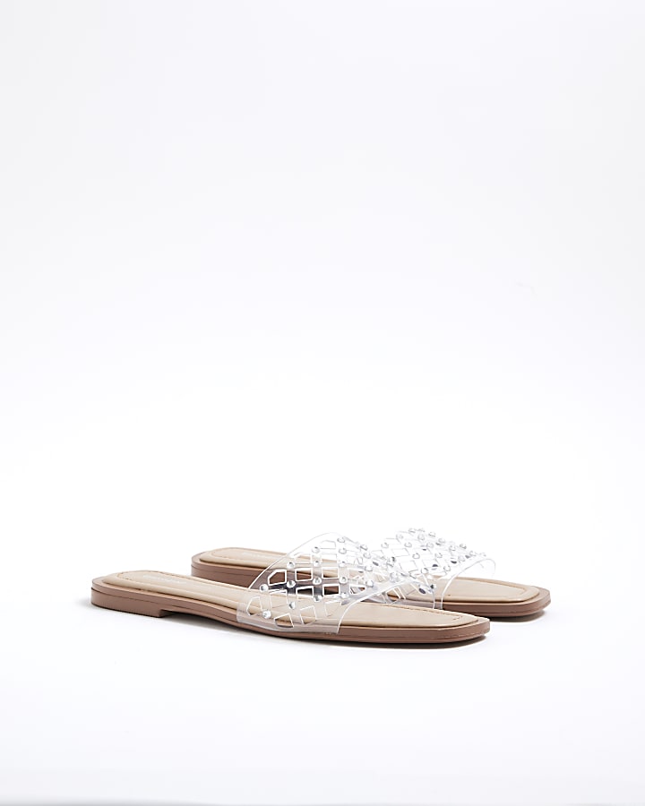 Clear Wide Fit Perspex Laser Cut Mule Sandals