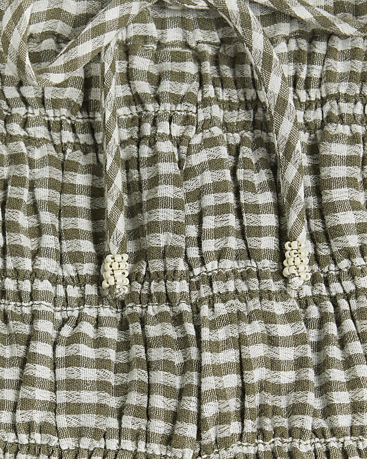 Green Ruched Gingham Shorts