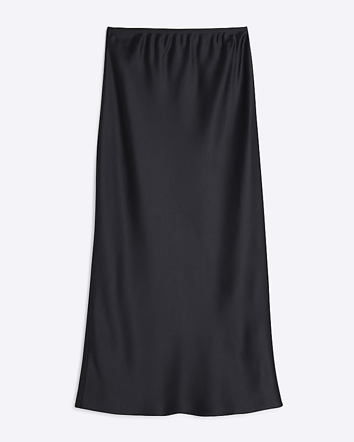 Black Satin Maxi Skirt