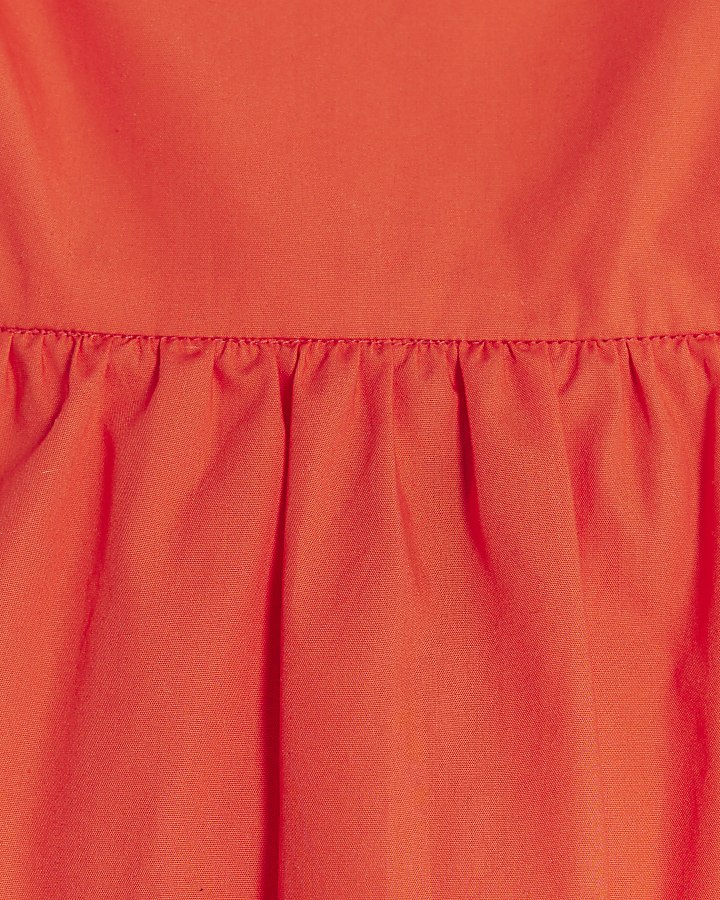 Red Sleeveless Tie Back Peplum Cami Top