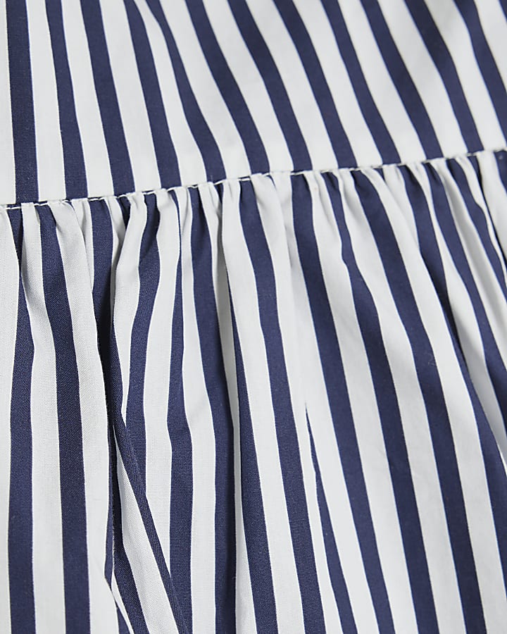 Blue Striped Tie Back Peplum Cami Top