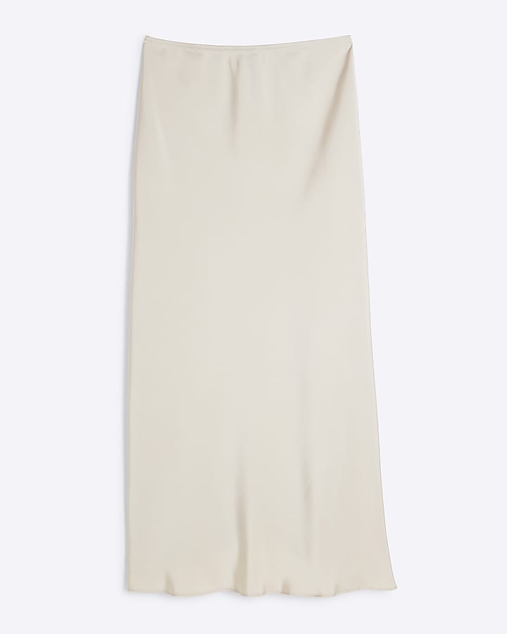 Cream Satin Maxi Skirt