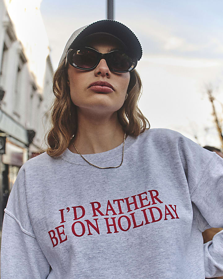 Grey Rather Be On Holiday Sweatshirt