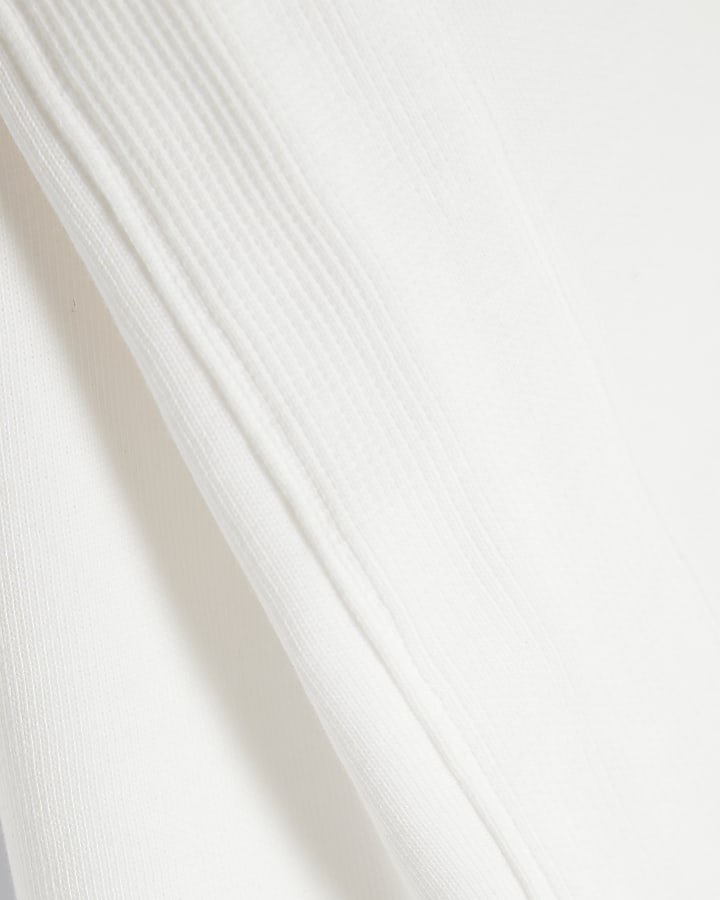 White Short Sleeve Ribbed Panel T-shirt