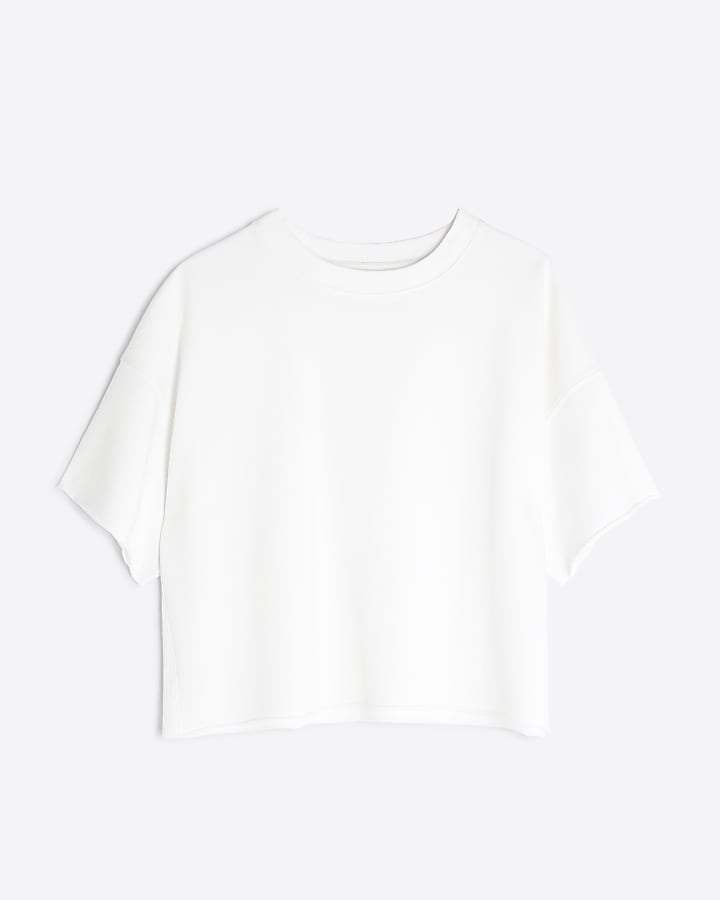 White Short Sleeve Ribbed Panel T-shirt