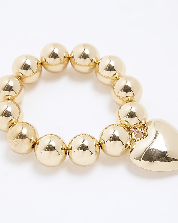 Gold Ball Chain Heart Bracelet