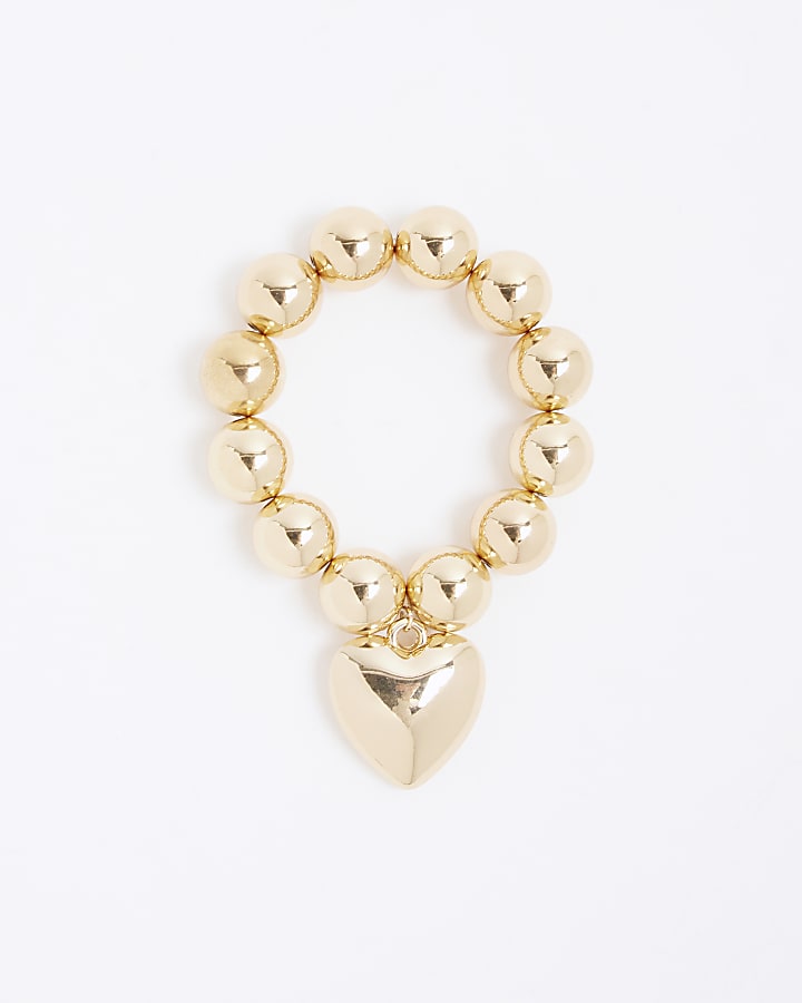 Gold Ball Chain Heart Bracelet