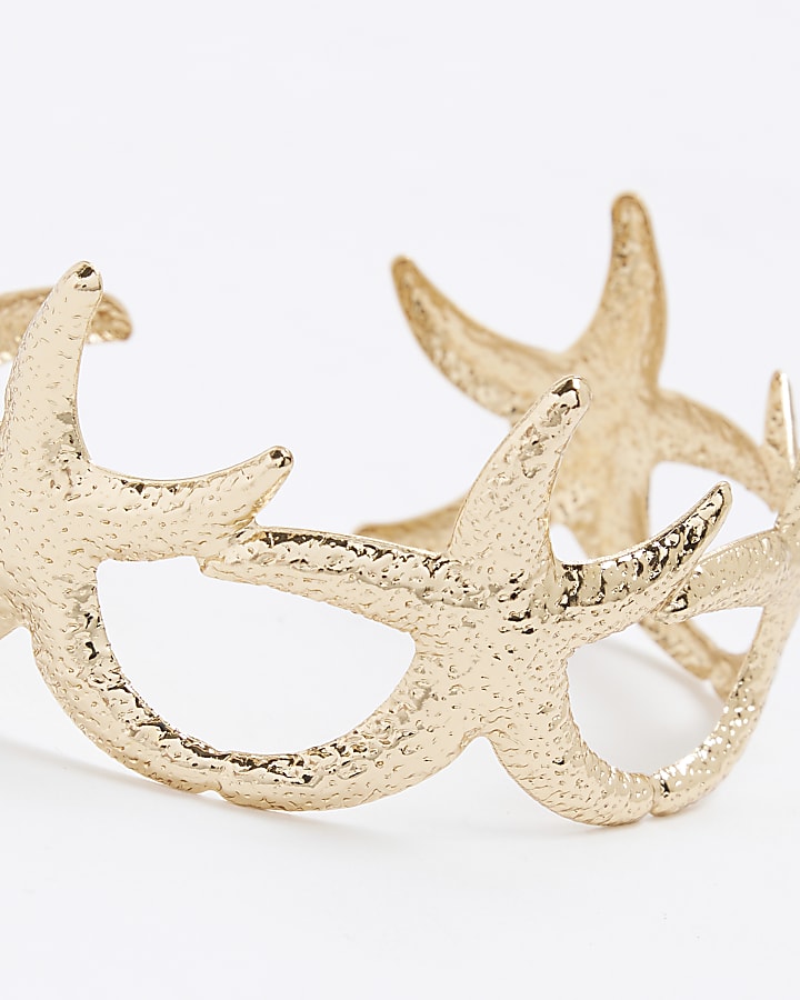 Gold Starfish Cuff Bracelet