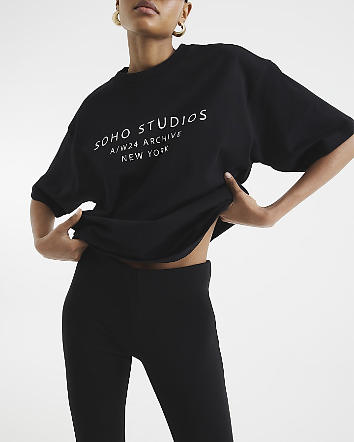 Black Short Sleeve Soho Studios Print T-Shirt