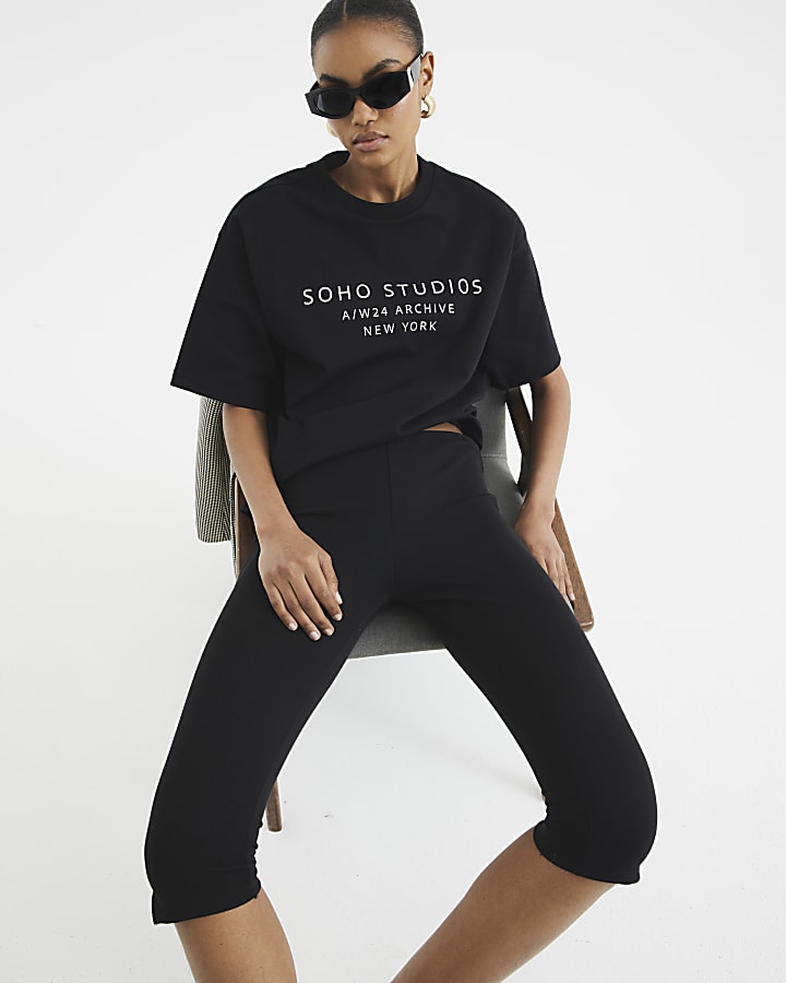 Black Short Sleeve Soho Studios Print T-Shirt