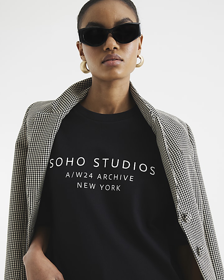 Black Short Sleeve Soho Studios Print T-Shirt