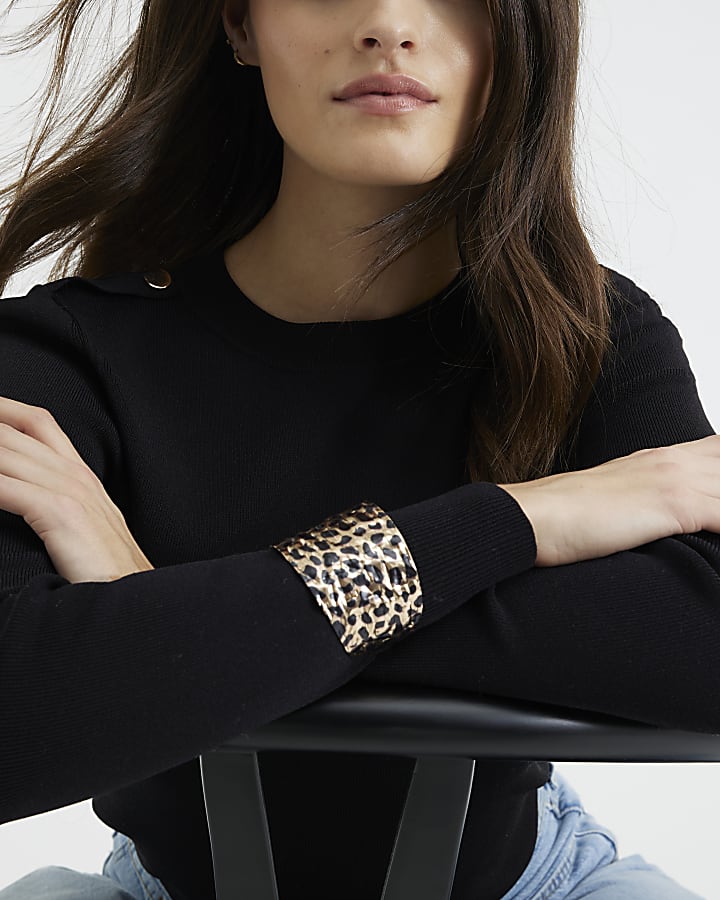 Gold Leopard Cuff Bracelet