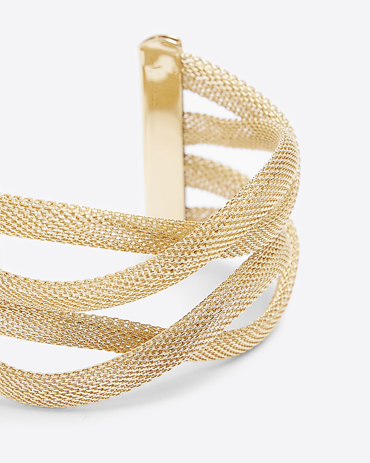 Gold Mesh Swirl Cuff Bracelet