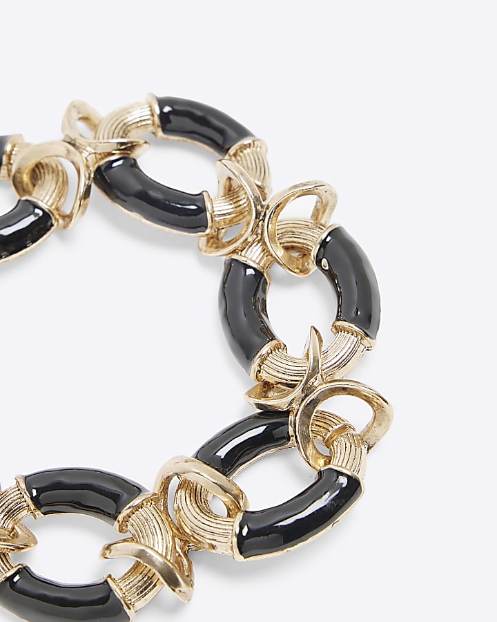 Black Enamel Chain Link Bracelet