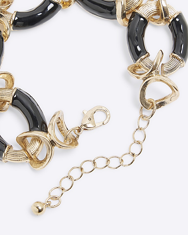 Black Enamel Chain Link Bracelet