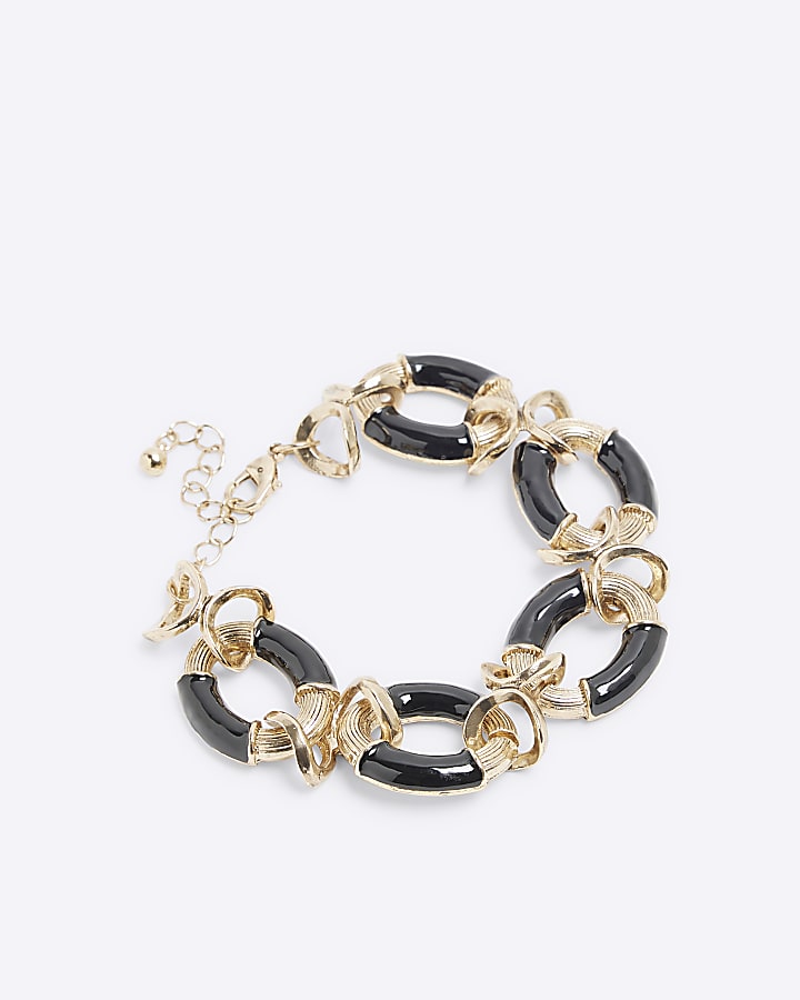 Black Enamel Chain Link Bracelet