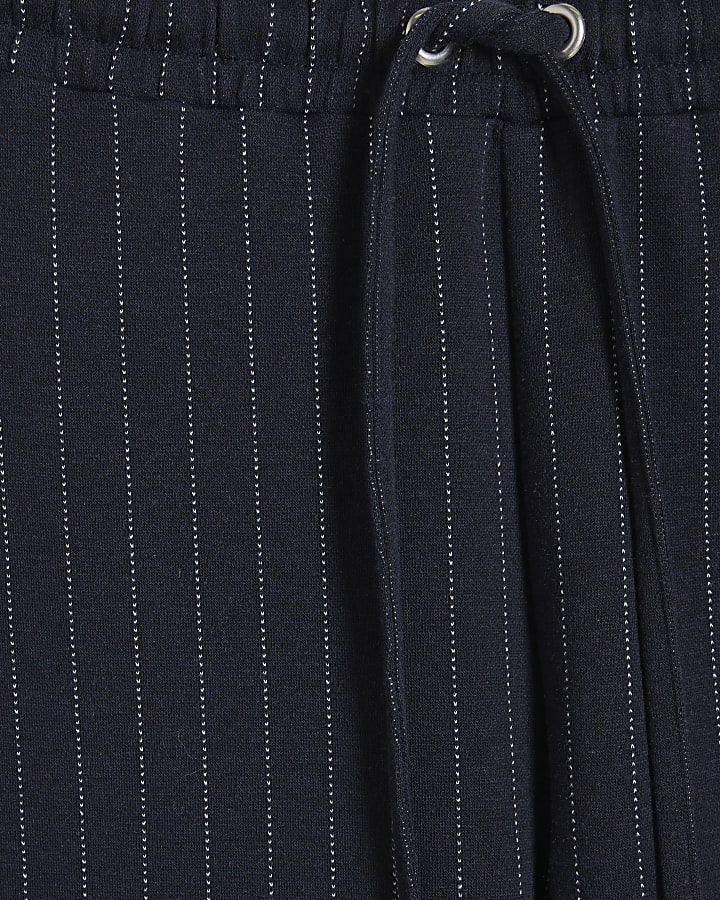 Navy Drawstring Pinstripe Trousers