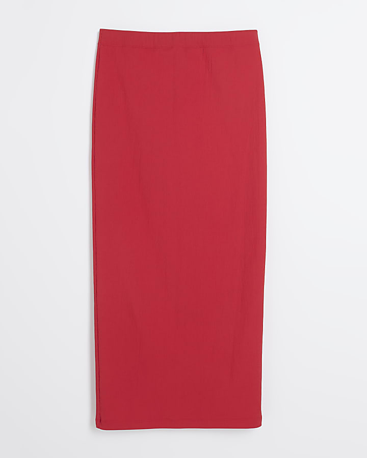 Red Midi Pencil Skirt