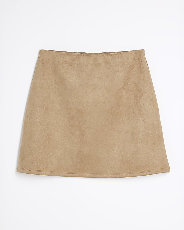 Brown Suedette Mini Skirt