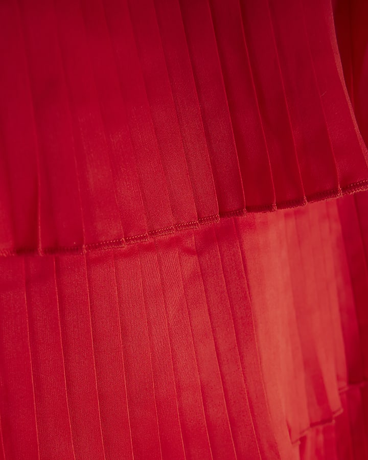 Red Halter Neck Ruffle Top