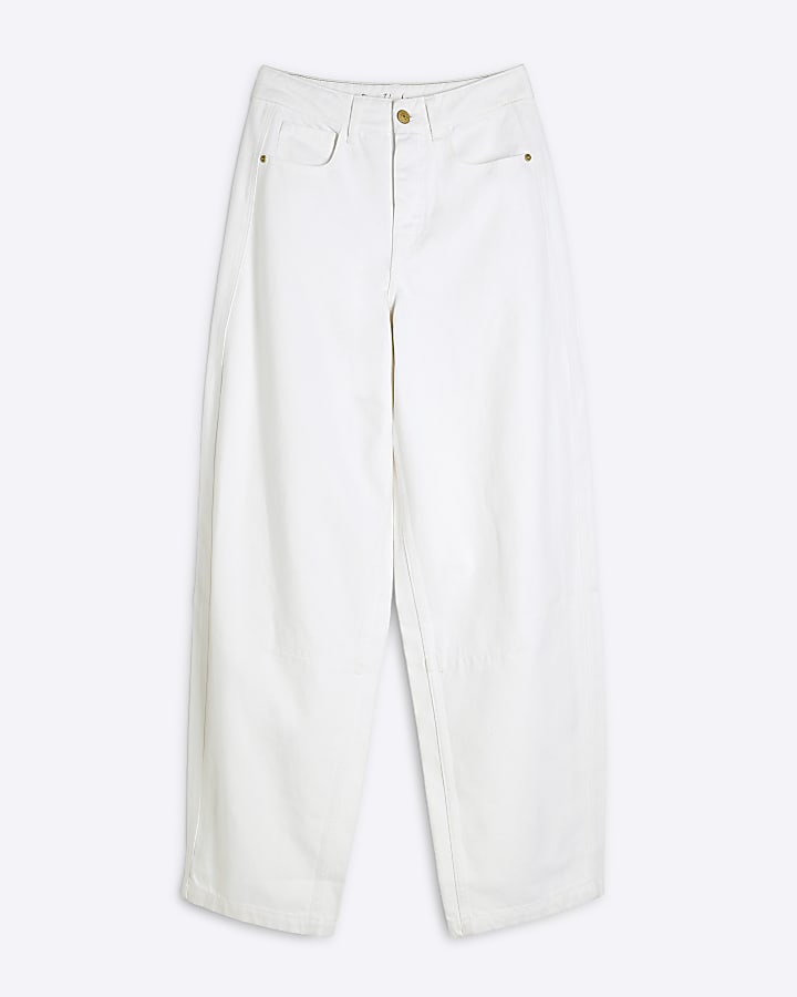 White Denim Barrel Jeans