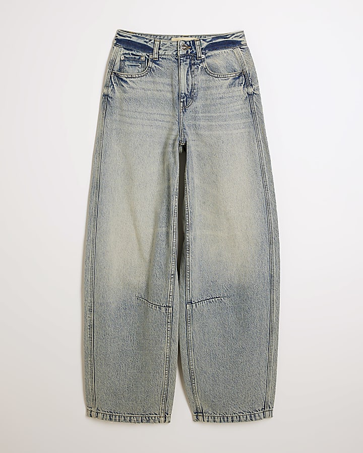 Blue Washed Balloon Leg Jeans