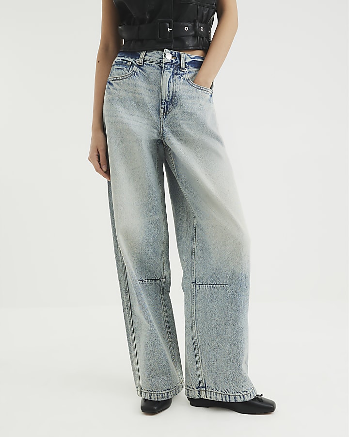 Blue Washed Balloon Leg Jeans