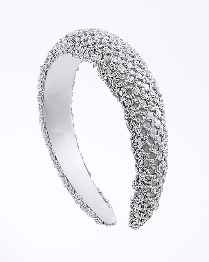 Silver Metallic Knit Headband