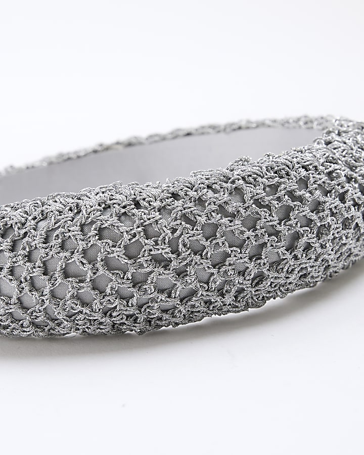 Silver Metallic Knit Headband