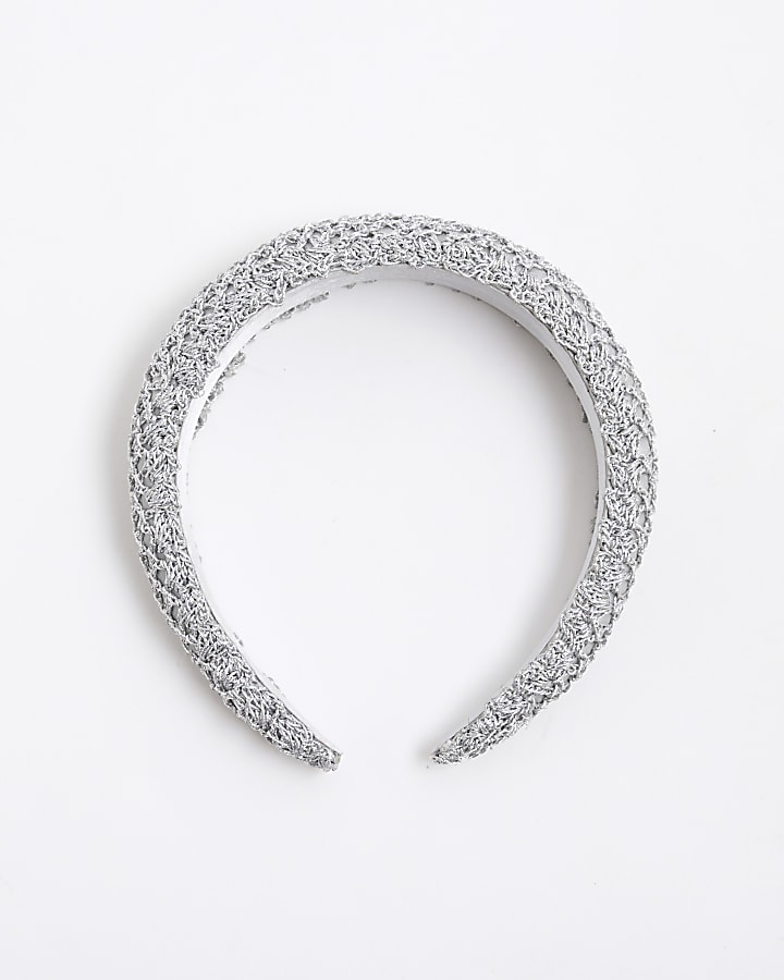 Silver Metallic Knit Headband