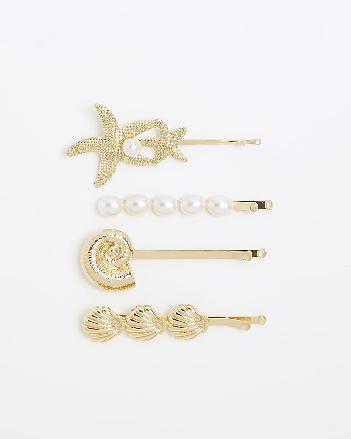 Gold Shell Hair Clip Set