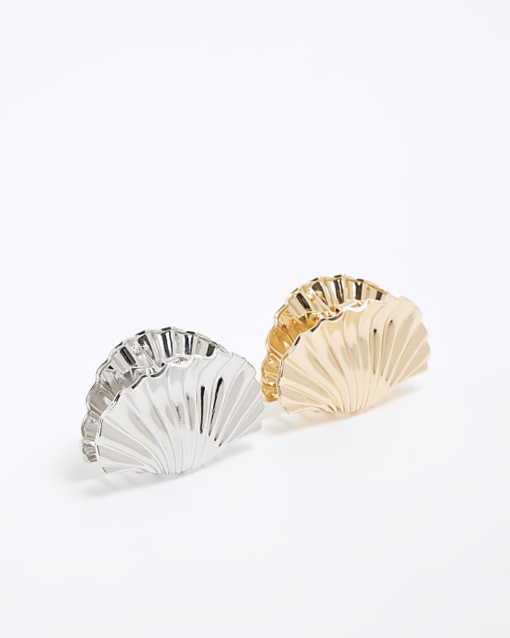 Gold And Silver 2 Pack Shell Claw Clips