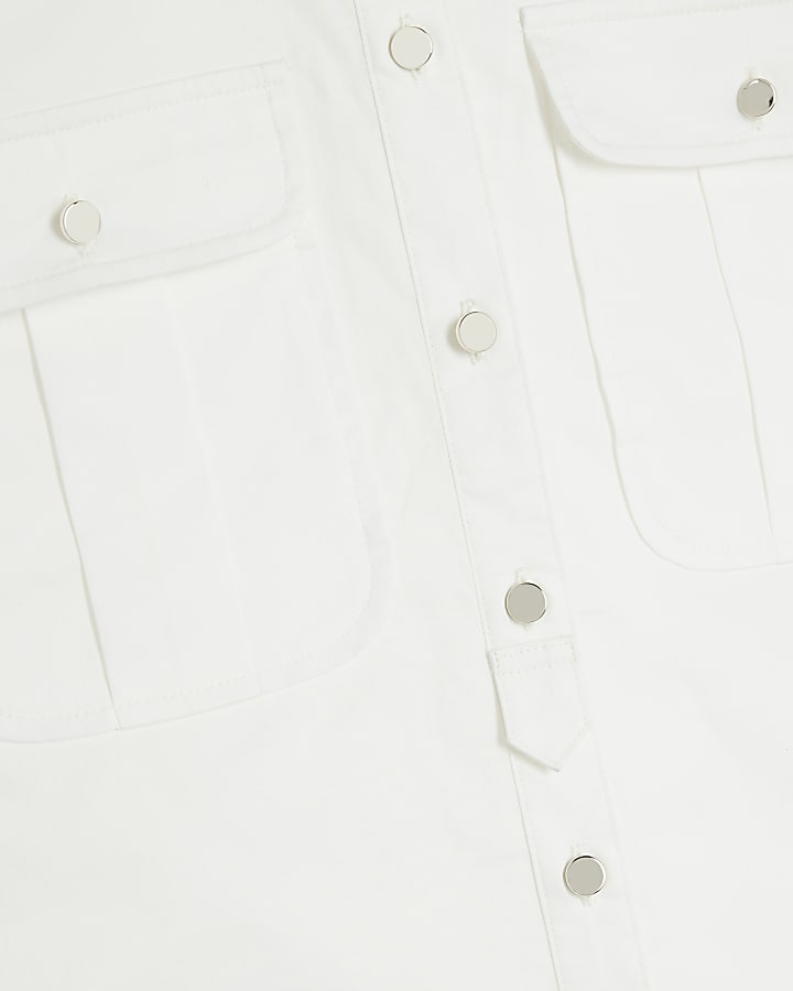 White Short Sleeve Utility Shirt