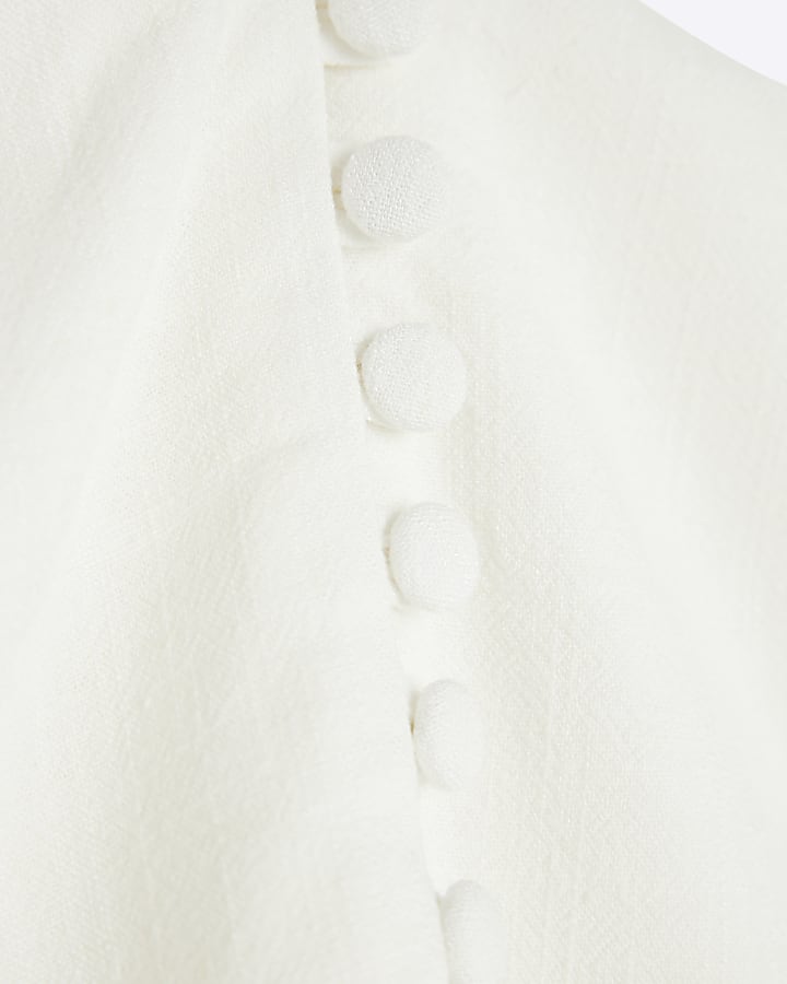 White Sleeveless Halter Neck Waistcoat Top