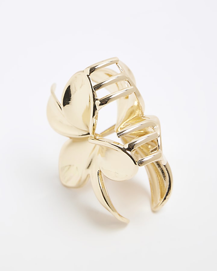 Gold Flower Hair Claw Clip