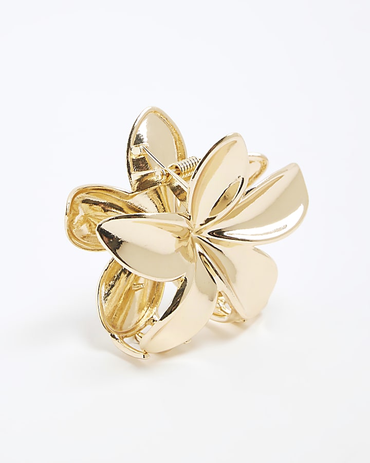 Gold Flower Hair Claw Clip