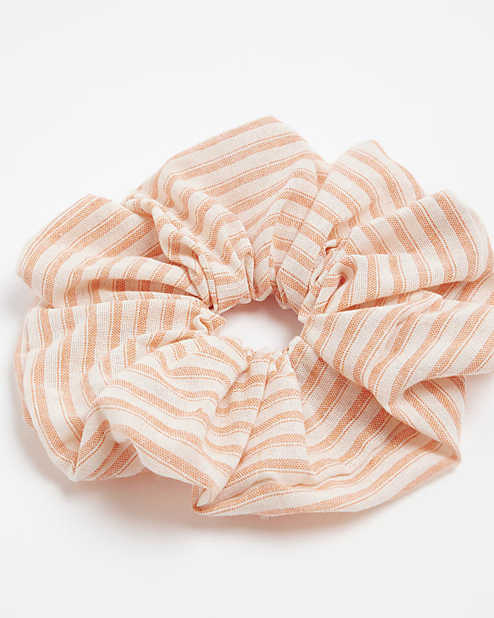 Orange Stripe Oversized Scrunchie