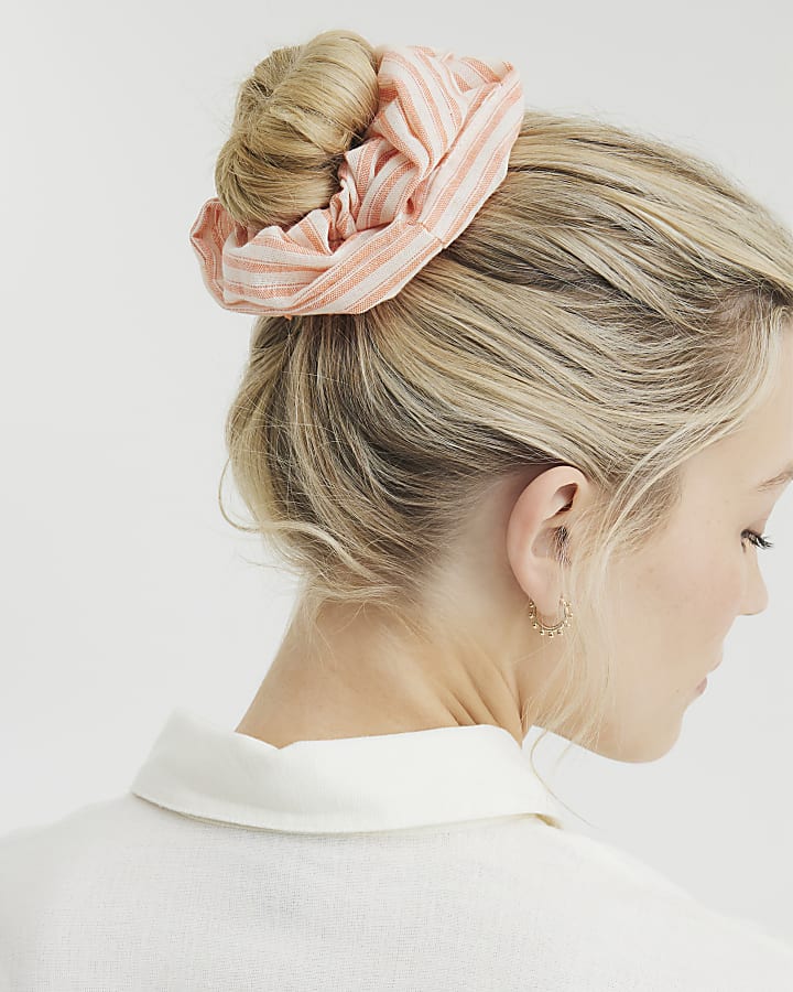 Orange Stripe Oversized Scrunchie