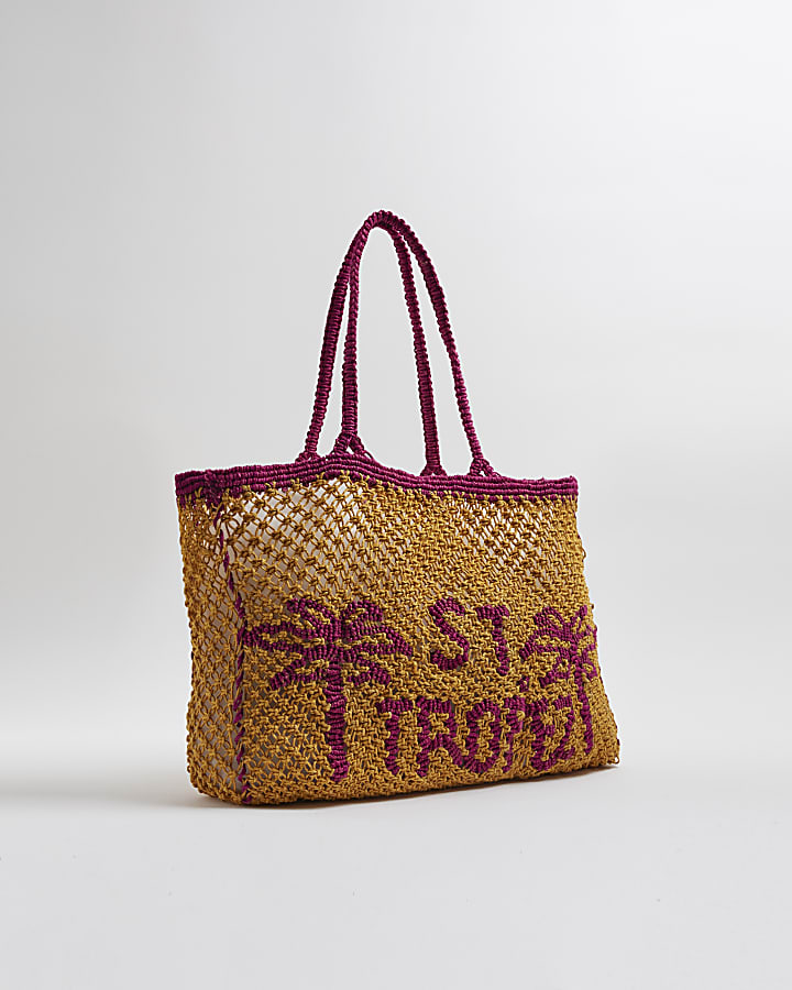 Orange Crochet St Tropez Shopper Bag