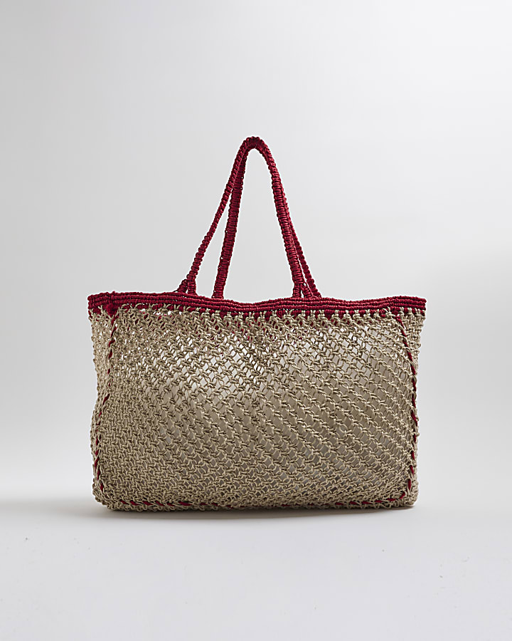 Beige Crochet Vacay Mode Shopper Bag
