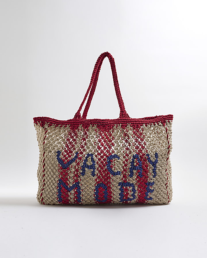 Beige Crochet Vacay Mode Shopper Bag