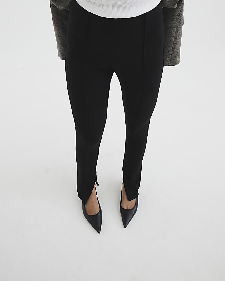 Black Petite Slim Ponte Side Split Leggings