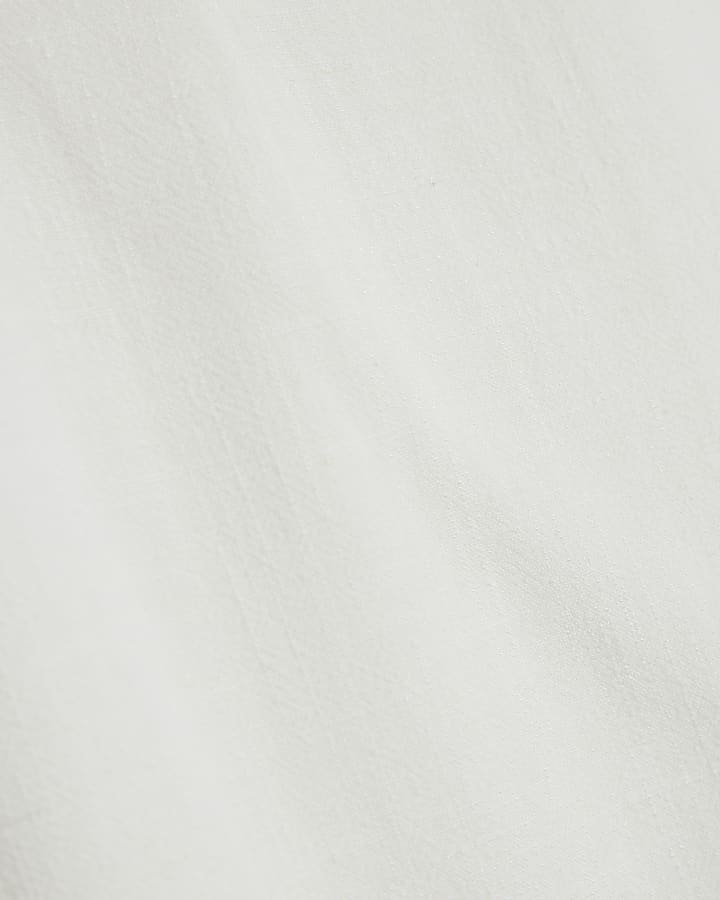 White Linen Blend Mini Skirt